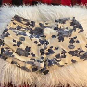 Forever 21 rose patterned jean shorts